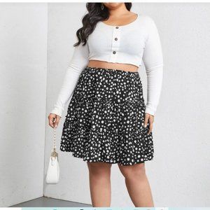 Dalmatian Print Frilled Tiered Skirt Shein Sz 4XL